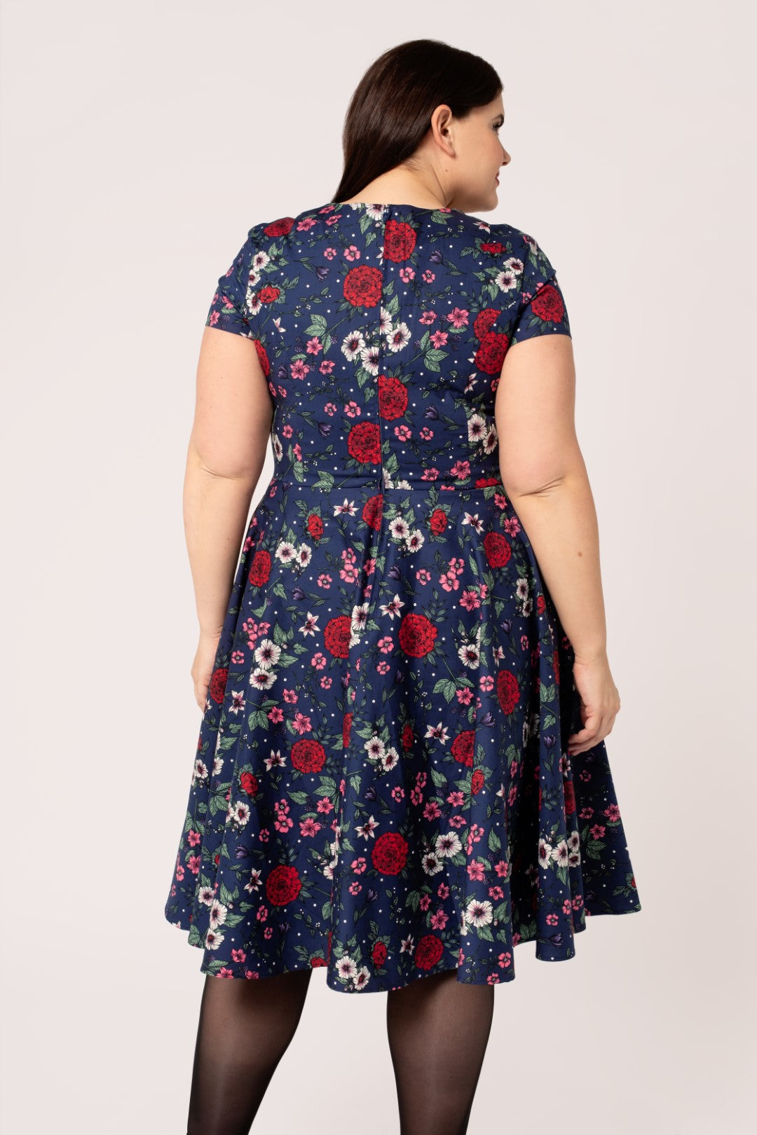Camellia Voile Belted Dress Sサイズ navy Trula Midi Dress in Camellia Garden Navy