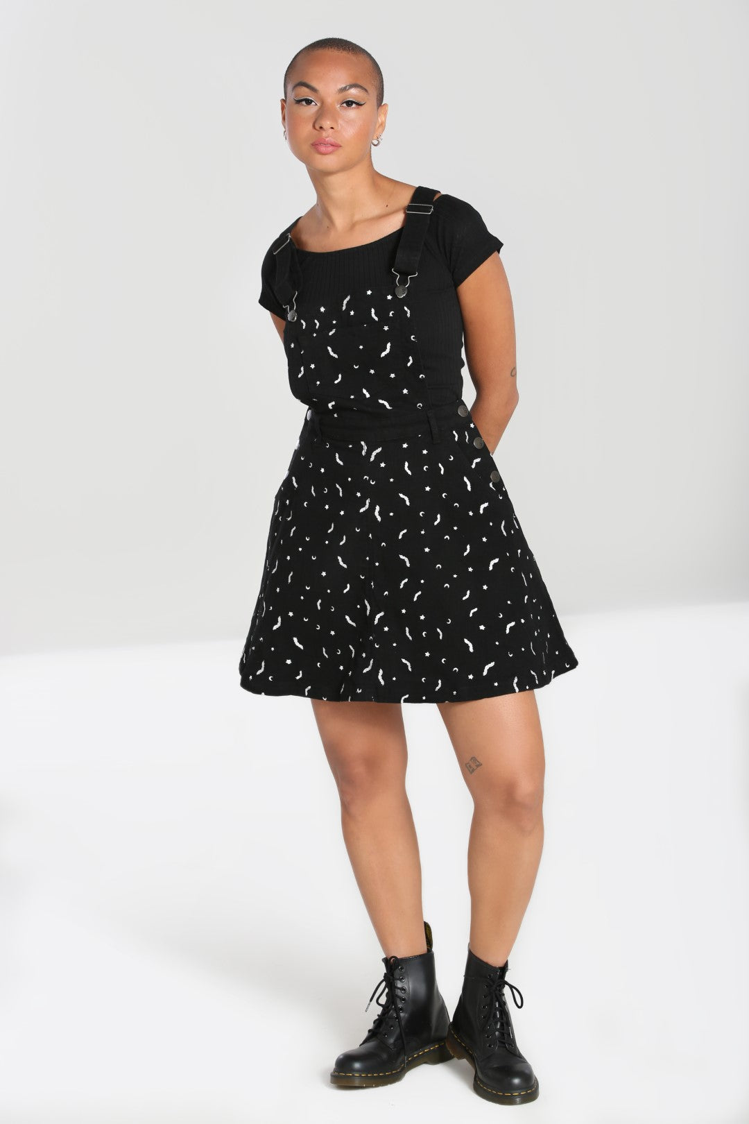 Bat Pinafore Dress Black