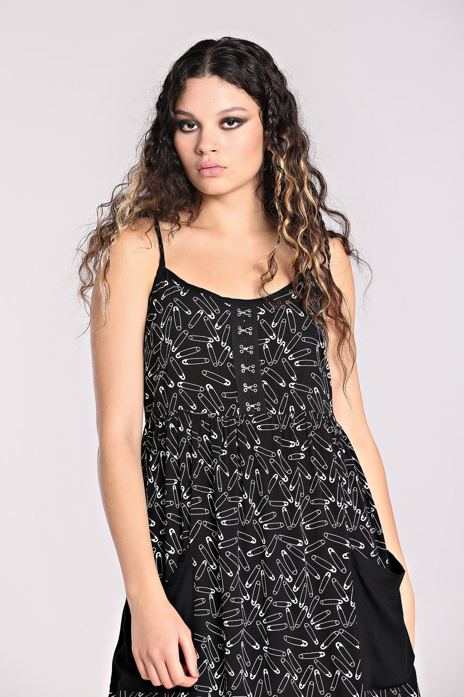 Black safety 2024 pin dress