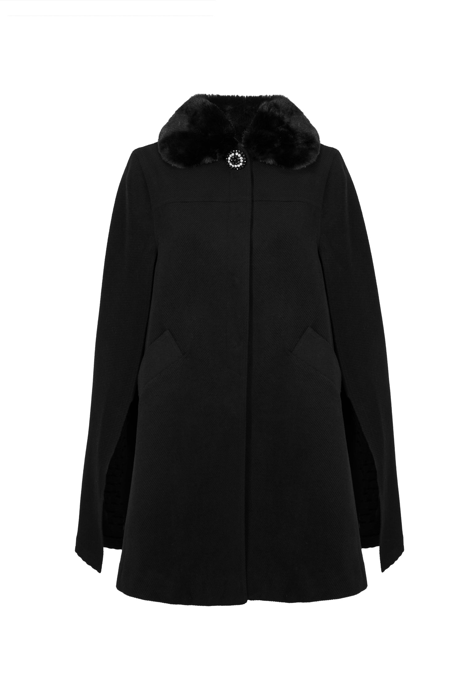 Fur collar sales cape coat