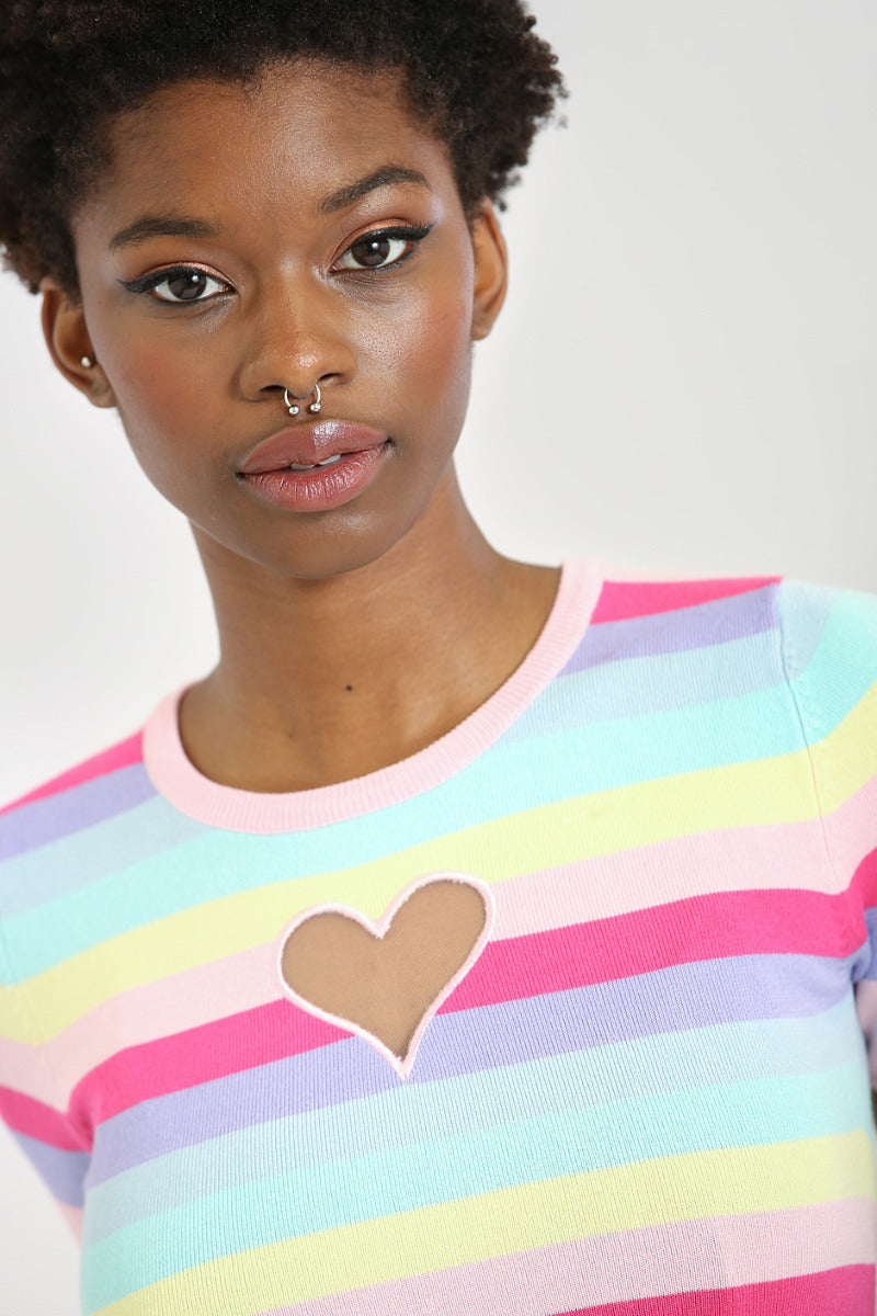 トップス ANDMARY Heart point tops pink ANDMARY】Heart point tops